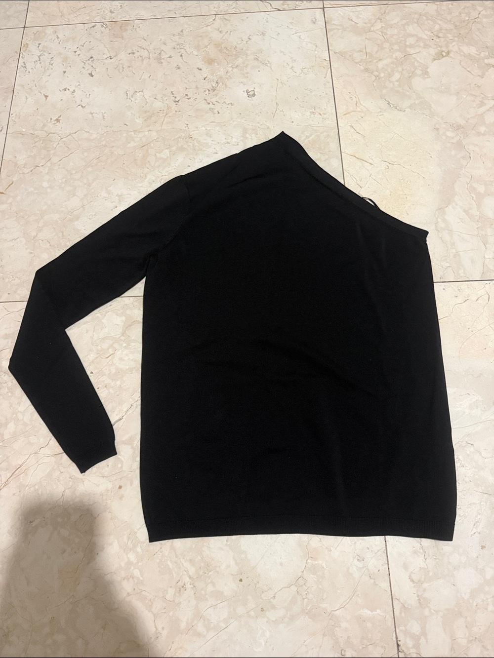 Zara Black Asymmetric One-Shoulder Long Sleeve Top